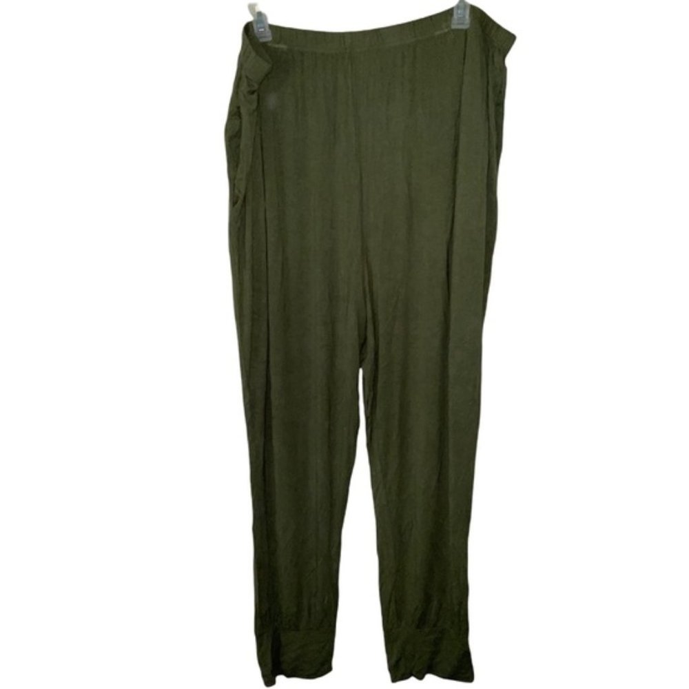Denim 24/7 Women's Jogger Pants Plus Size 3X Green Relaxed Pockets Comfy Cozy